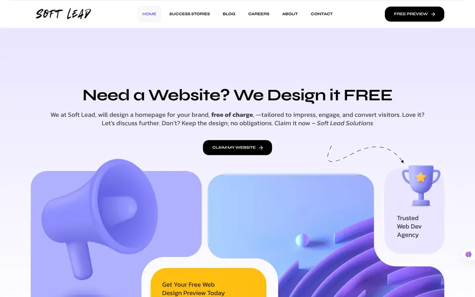 Soft Lead Solutions V1 homepage